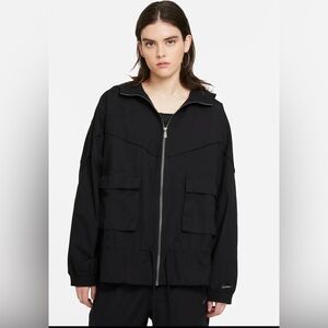 NIKE Sportswear Black Icon Clash Jacket Canvas 100% Cotton Hood Oversize size M